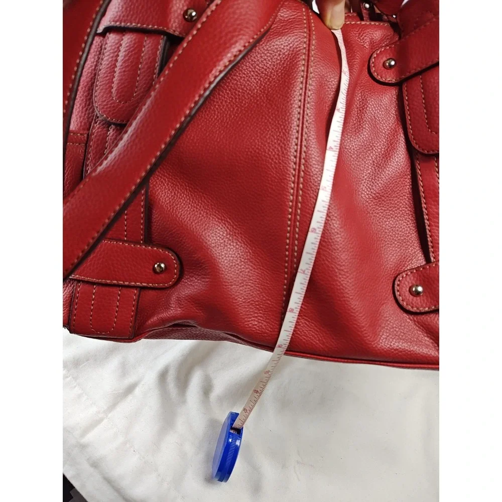 Tignanello Red Leather Perfect 10 Studded Shopper Tote Shoulder Bag NWT T98530